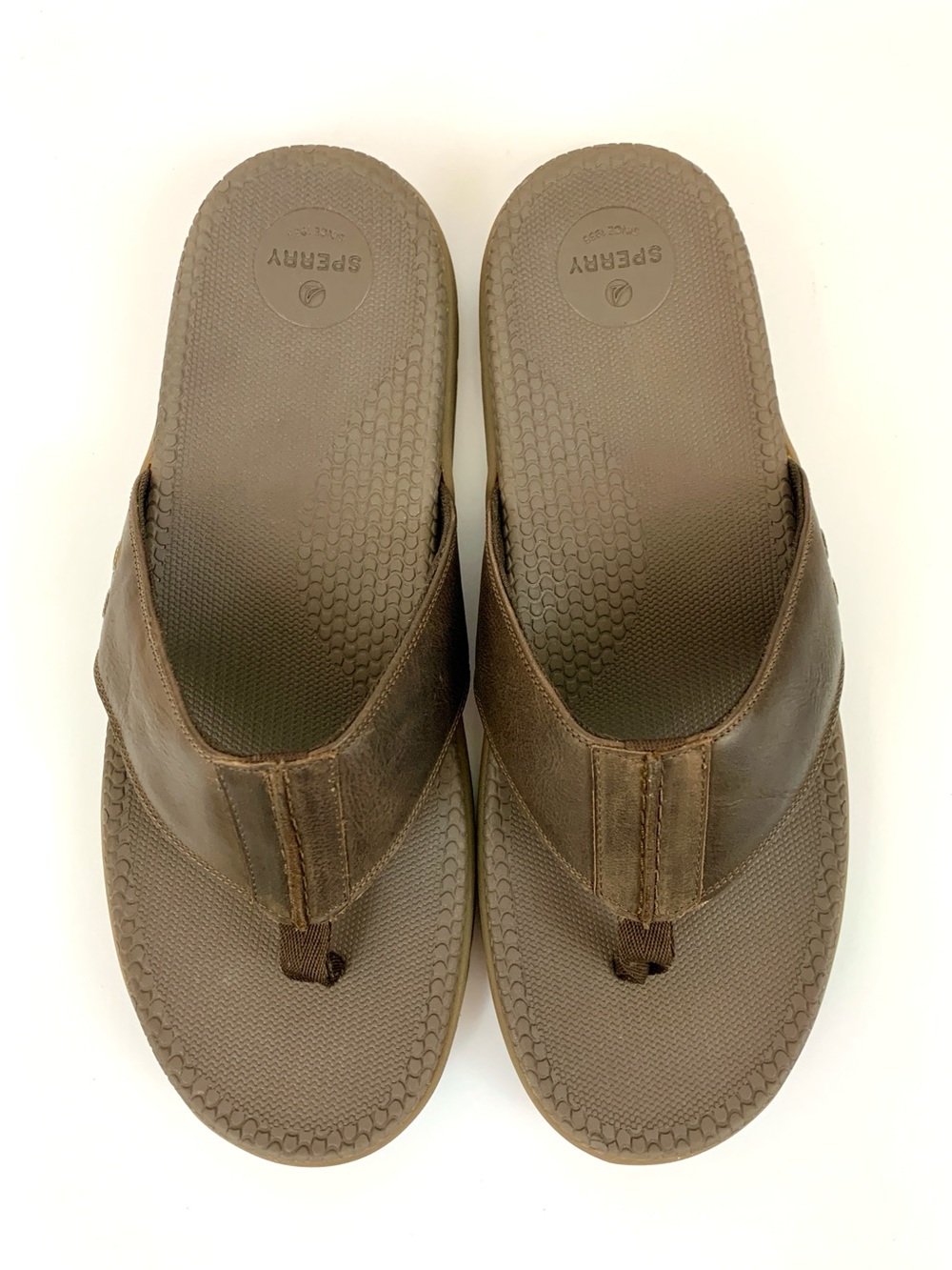 Sperry Santa Cruz II Men's Dark Brown Leather Thong Sandals - Picture 3 of 8